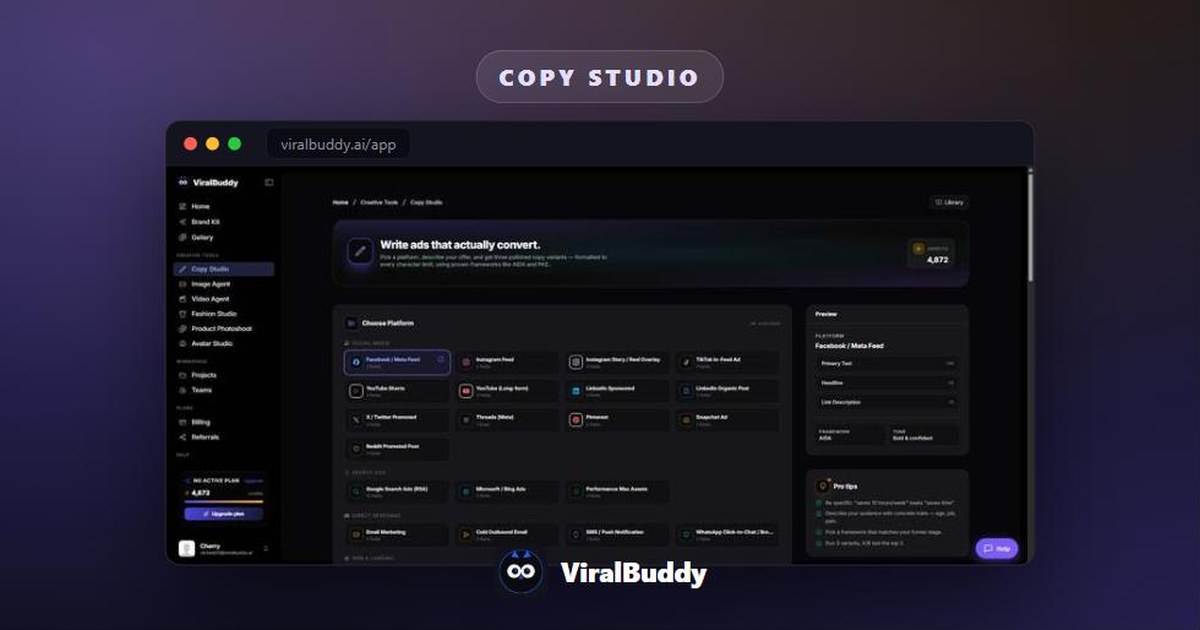 ViralBuddy Copy Studio — how to use it